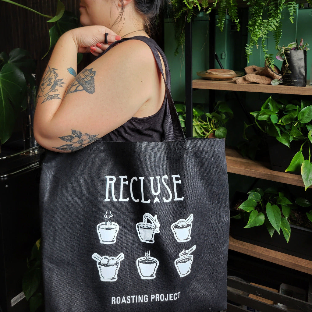 Coffee Cupping Illustration Tote - Recluse Roasting Project 